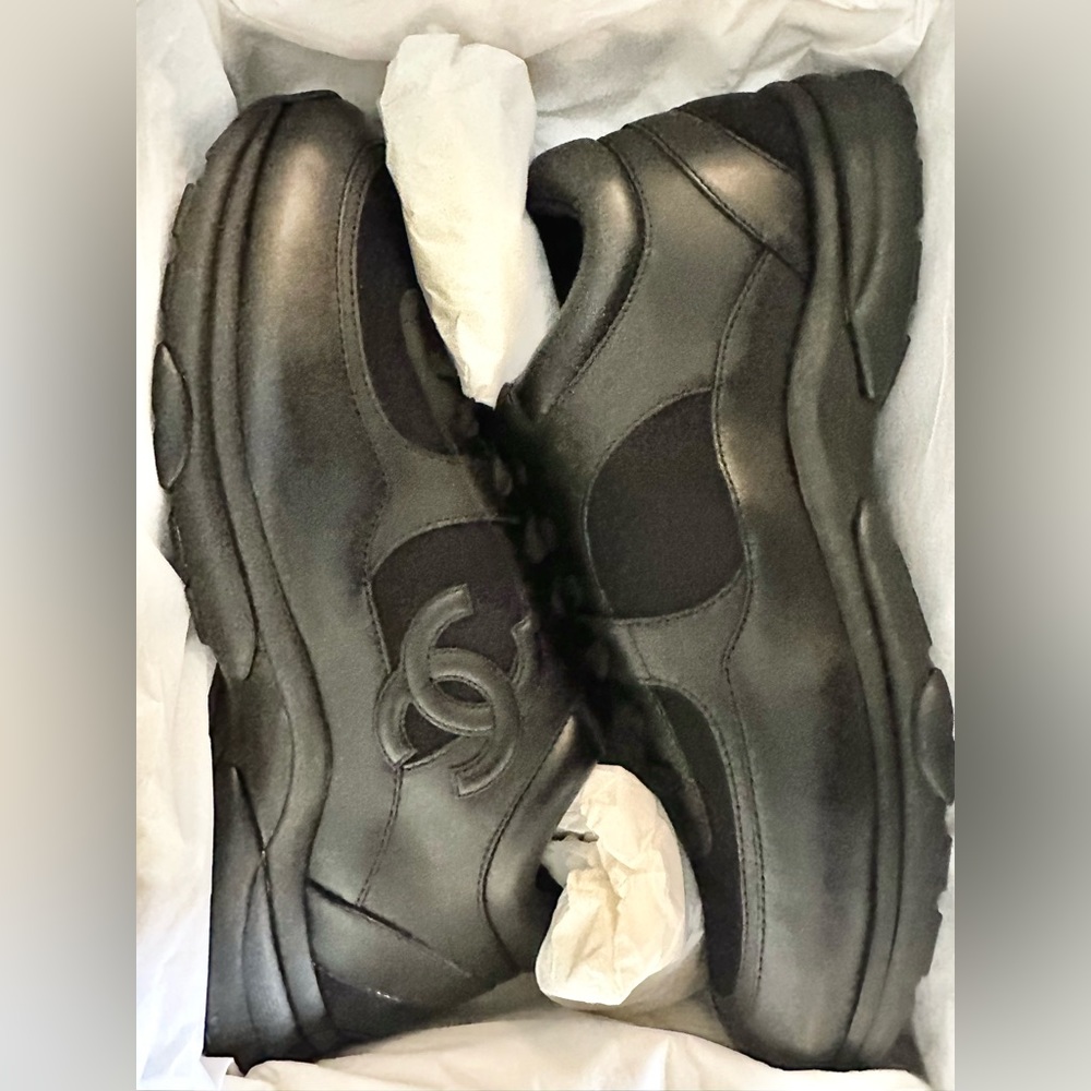 Men’s BNIB black CHANEL sneakers, uniform issue.
